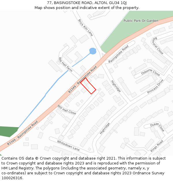 77, BASINGSTOKE ROAD, ALTON, GU34 1QJ: Location map and indicative extent of plot