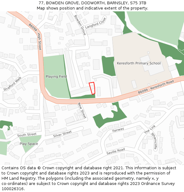 77, BOWDEN GROVE, DODWORTH, BARNSLEY, S75 3TB: Location map and indicative extent of plot