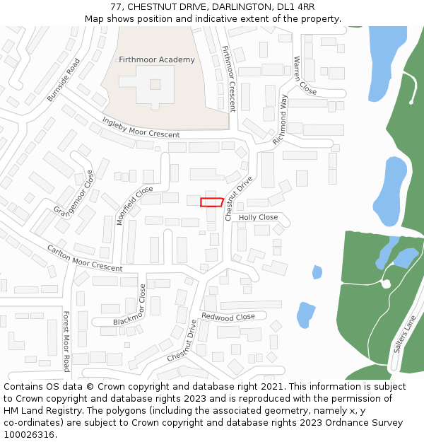77, CHESTNUT DRIVE, DARLINGTON, DL1 4RR: Location map and indicative extent of plot