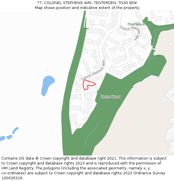 77, COLONEL STEPHENS WAY, TENTERDEN, TN30 6EW: Location map and indicative extent of plot