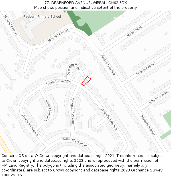 77, DEARNFORD AVENUE, WIRRAL, CH62 6DX: Location map and indicative extent of plot