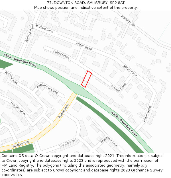 77, DOWNTON ROAD, SALISBURY, SP2 8AT: Location map and indicative extent of plot
