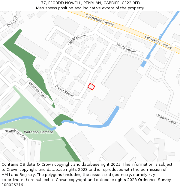 77, FFORDD NOWELL, PENYLAN, CARDIFF, CF23 9FB: Location map and indicative extent of plot