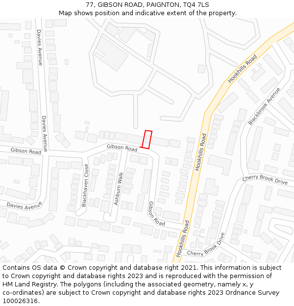 77, GIBSON ROAD, PAIGNTON, TQ4 7LS: Location map and indicative extent of plot