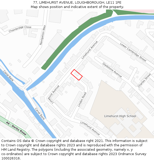 77, LIMEHURST AVENUE, LOUGHBOROUGH, LE11 1PE: Location map and indicative extent of plot