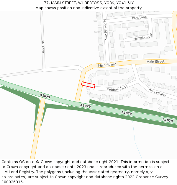 77, MAIN STREET, WILBERFOSS, YORK, YO41 5LY: Location map and indicative extent of plot
