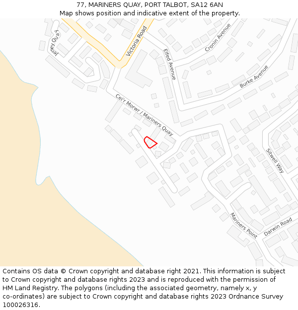 77, MARINERS QUAY, PORT TALBOT, SA12 6AN: Location map and indicative extent of plot