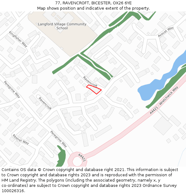 77, RAVENCROFT, BICESTER, OX26 6YE: Location map and indicative extent of plot