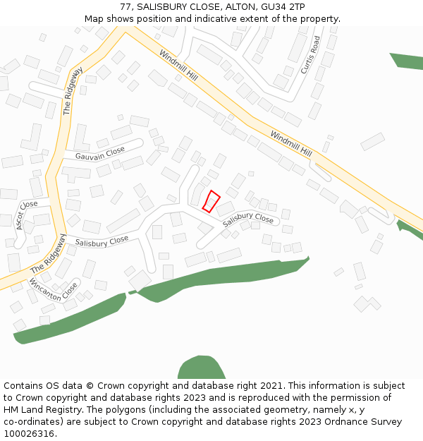 77, SALISBURY CLOSE, ALTON, GU34 2TP: Location map and indicative extent of plot