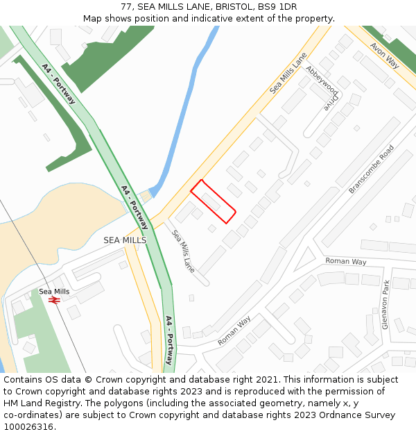 77, SEA MILLS LANE, BRISTOL, BS9 1DR: Location map and indicative extent of plot