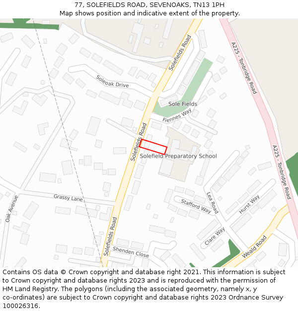 77, SOLEFIELDS ROAD, SEVENOAKS, TN13 1PH: Location map and indicative extent of plot