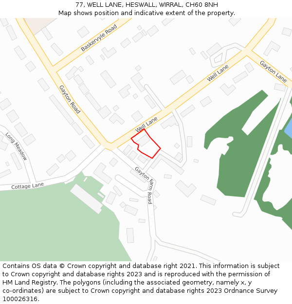 77, WELL LANE, HESWALL, WIRRAL, CH60 8NH: Location map and indicative extent of plot