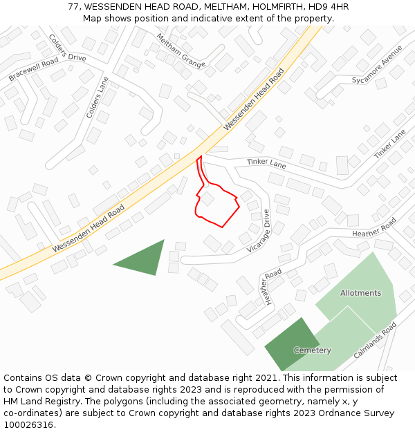 77, WESSENDEN HEAD ROAD, MELTHAM, HOLMFIRTH, HD9 4HR: Location map and indicative extent of plot