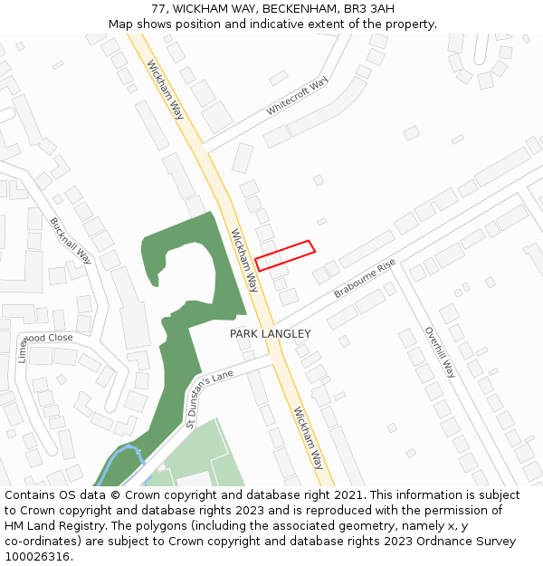 77, WICKHAM WAY, BECKENHAM, BR3 3AH: Location map and indicative extent of plot
