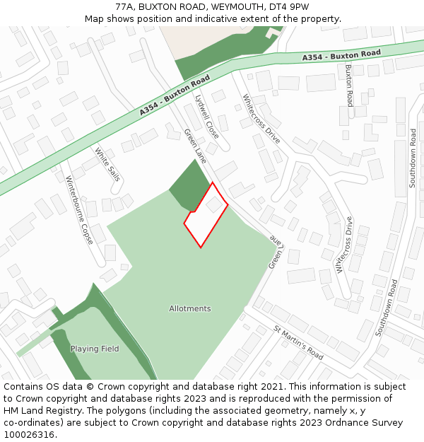 77A, BUXTON ROAD, WEYMOUTH, DT4 9PW: Location map and indicative extent of plot