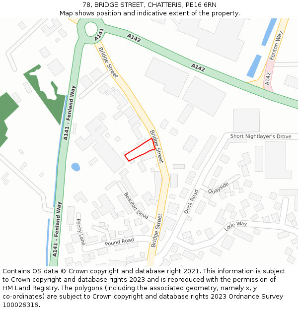 78, BRIDGE STREET, CHATTERIS, PE16 6RN: Location map and indicative extent of plot