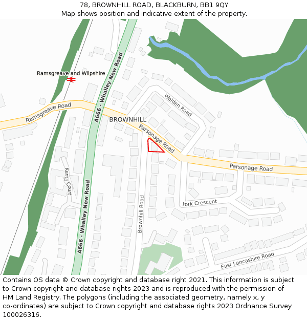 78, BROWNHILL ROAD, BLACKBURN, BB1 9QY: Location map and indicative extent of plot