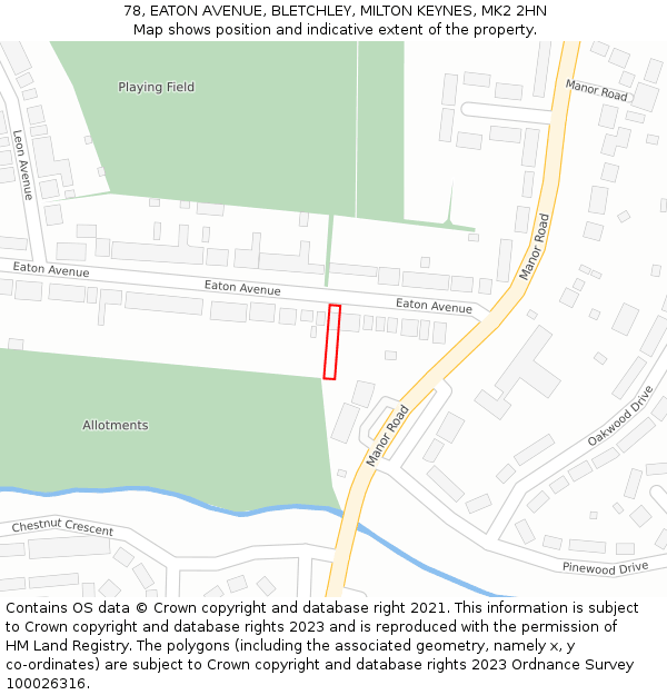 78, EATON AVENUE, BLETCHLEY, MILTON KEYNES, MK2 2HN: Location map and indicative extent of plot