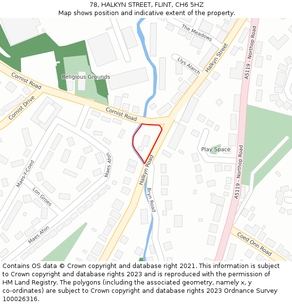 78, HALKYN STREET, FLINT, CH6 5HZ: Location map and indicative extent of plot