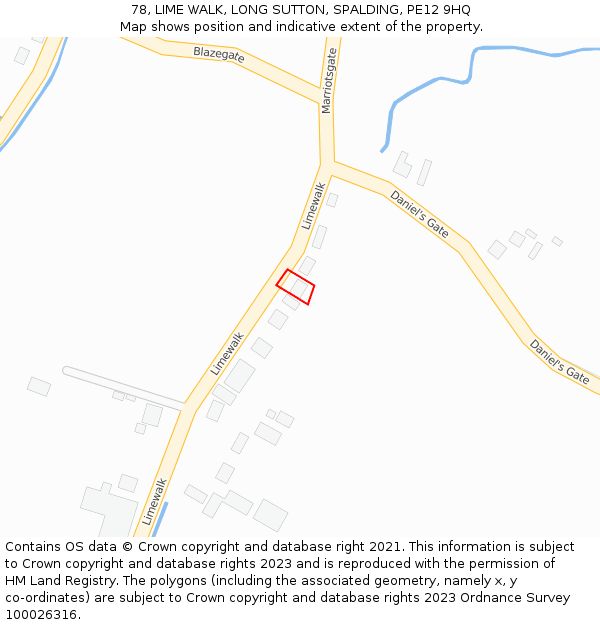 78, LIME WALK, LONG SUTTON, SPALDING, PE12 9HQ: Location map and indicative extent of plot