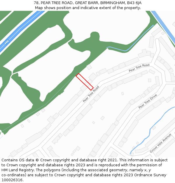 78, PEAR TREE ROAD, GREAT BARR, BIRMINGHAM, B43 6JA: Location map and indicative extent of plot