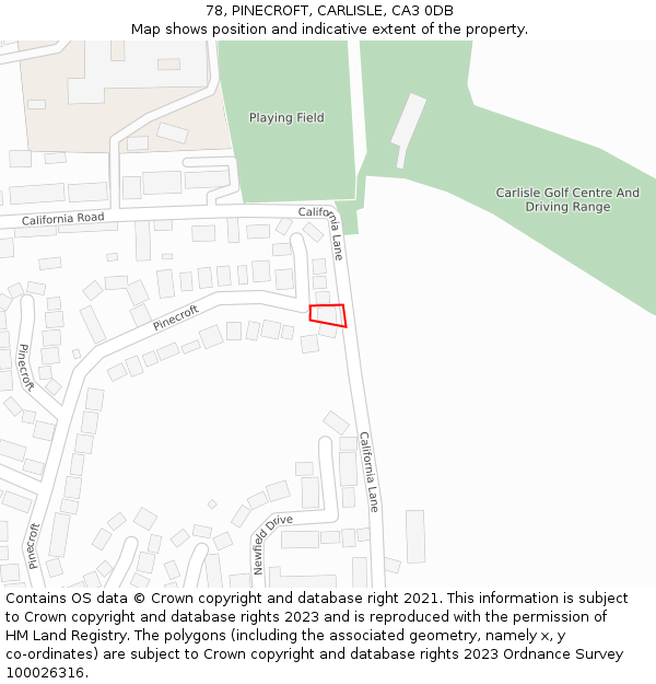 78, PINECROFT, CARLISLE, CA3 0DB: Location map and indicative extent of plot