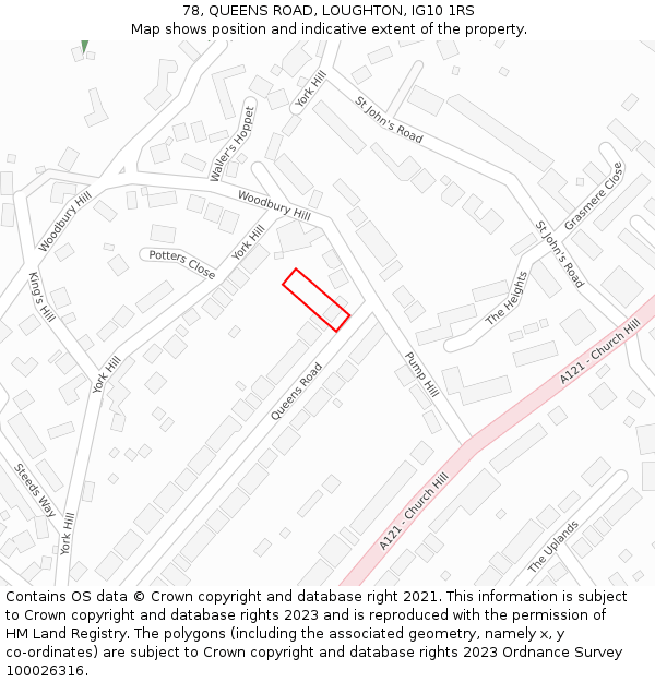 78, QUEENS ROAD, LOUGHTON, IG10 1RS: Location map and indicative extent of plot