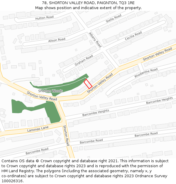 78, SHORTON VALLEY ROAD, PAIGNTON, TQ3 1RE: Location map and indicative extent of plot