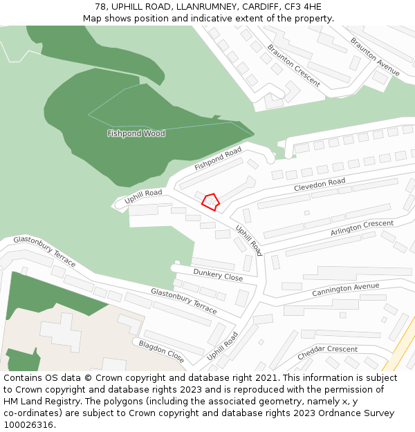 78, UPHILL ROAD, LLANRUMNEY, CARDIFF, CF3 4HE: Location map and indicative extent of plot