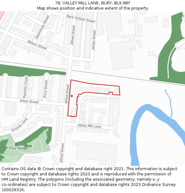 78, VALLEY MILL LANE, BURY, BL9 9BY: Location map and indicative extent of plot