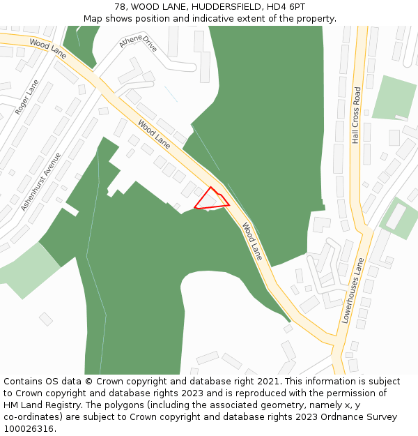 78, WOOD LANE, HUDDERSFIELD, HD4 6PT: Location map and indicative extent of plot