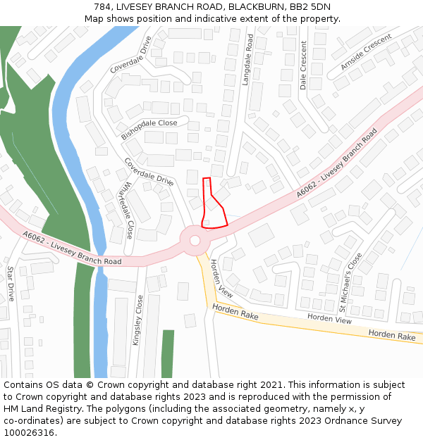 784, LIVESEY BRANCH ROAD, BLACKBURN, BB2 5DN: Location map and indicative extent of plot