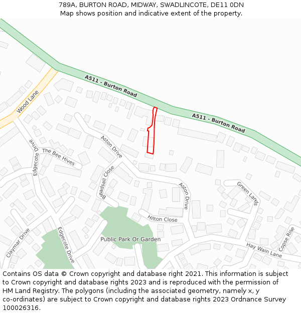789A, BURTON ROAD, MIDWAY, SWADLINCOTE, DE11 0DN: Location map and indicative extent of plot