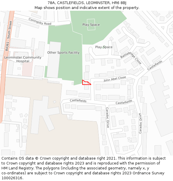 78A, CASTLEFIELDS, LEOMINSTER, HR6 8BJ: Location map and indicative extent of plot