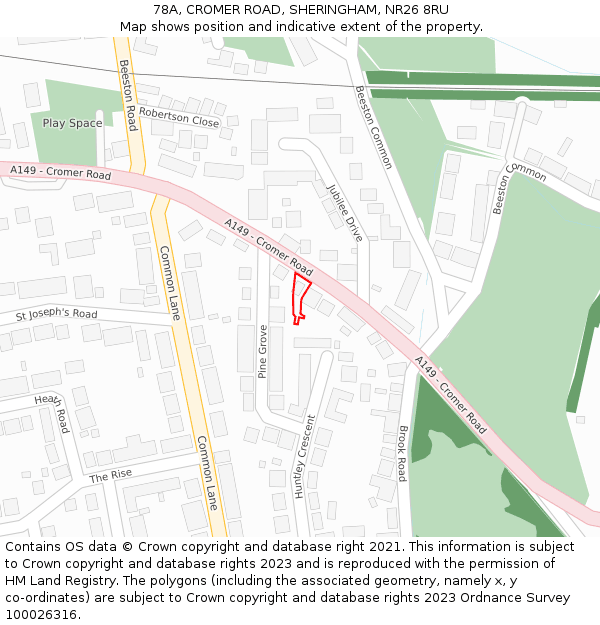 78A, CROMER ROAD, SHERINGHAM, NR26 8RU: Location map and indicative extent of plot