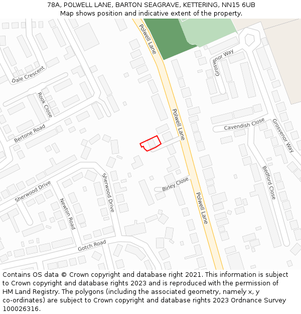 78A, POLWELL LANE, BARTON SEAGRAVE, KETTERING, NN15 6UB: Location map and indicative extent of plot