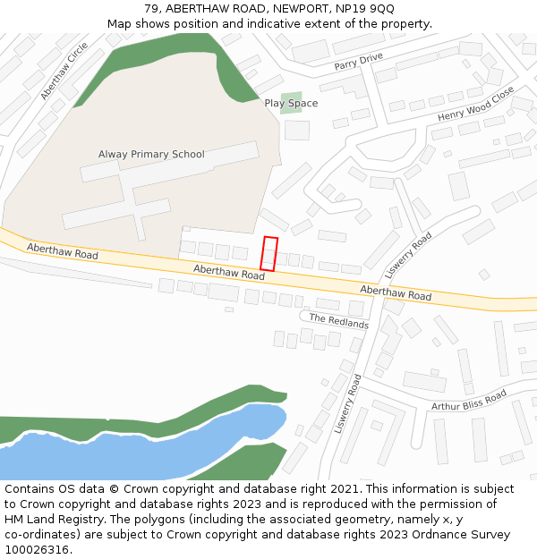 79, ABERTHAW ROAD, NEWPORT, NP19 9QQ: Location map and indicative extent of plot