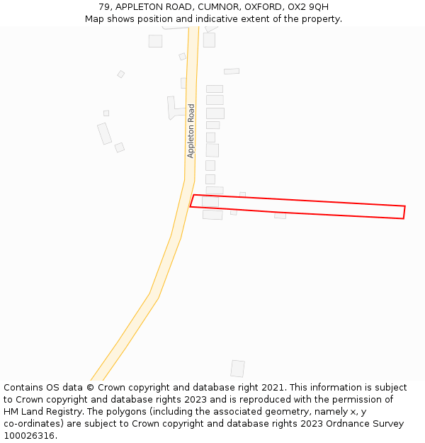 79, APPLETON ROAD, CUMNOR, OXFORD, OX2 9QH: Location map and indicative extent of plot