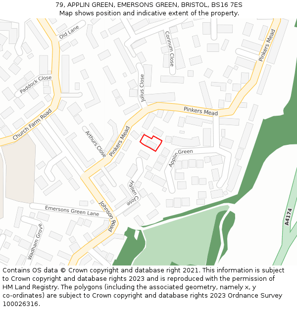 79, APPLIN GREEN, EMERSONS GREEN, BRISTOL, BS16 7ES: Location map and indicative extent of plot
