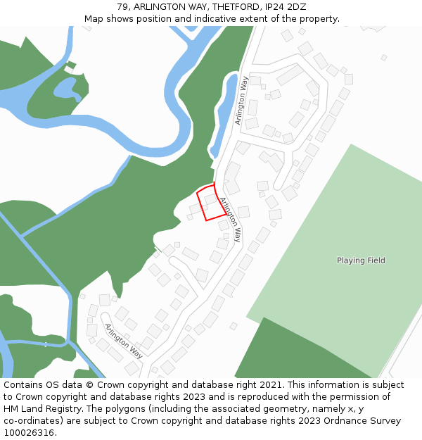 79, ARLINGTON WAY, THETFORD, IP24 2DZ: Location map and indicative extent of plot