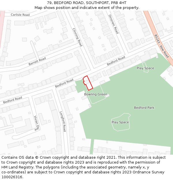 79, BEDFORD ROAD, SOUTHPORT, PR8 4HT: Location map and indicative extent of plot