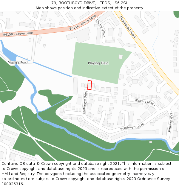79, BOOTHROYD DRIVE, LEEDS, LS6 2SL: Location map and indicative extent of plot