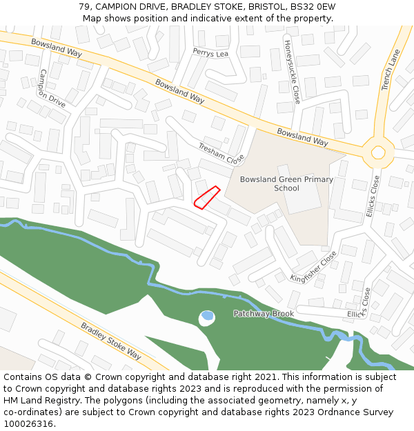 79, CAMPION DRIVE, BRADLEY STOKE, BRISTOL, BS32 0EW: Location map and indicative extent of plot