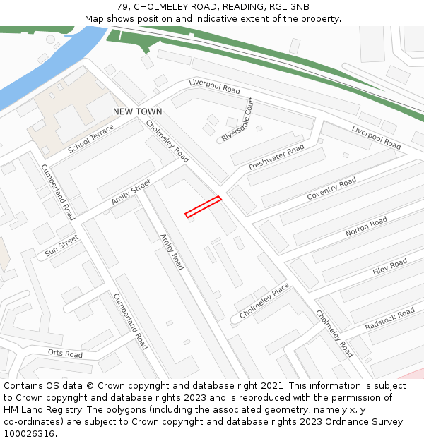 79, CHOLMELEY ROAD, READING, RG1 3NB: Location map and indicative extent of plot