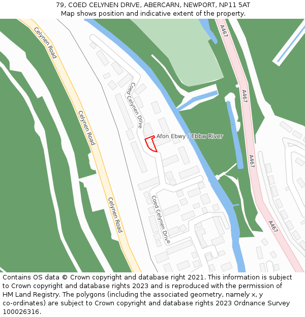 79, COED CELYNEN DRIVE, ABERCARN, NEWPORT, NP11 5AT: Location map and indicative extent of plot