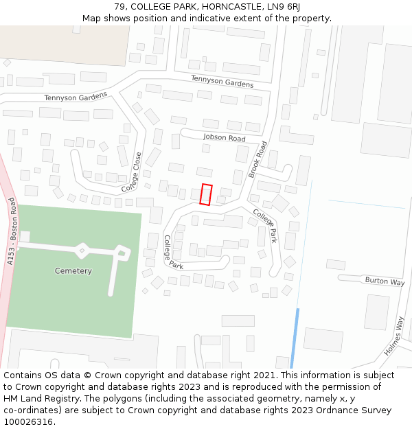 79, COLLEGE PARK, HORNCASTLE, LN9 6RJ: Location map and indicative extent of plot