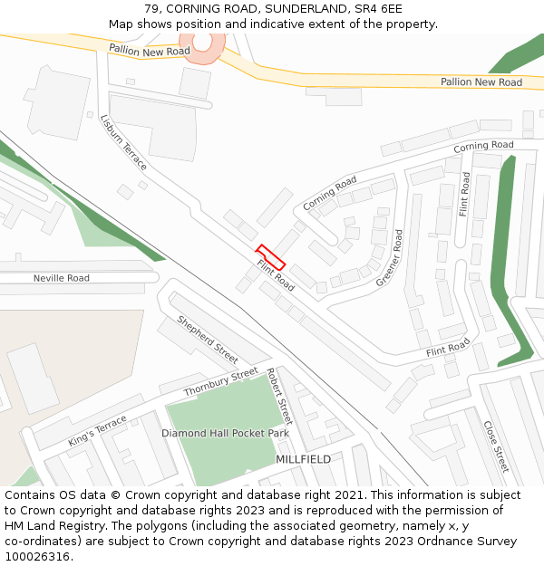 79, CORNING ROAD, SUNDERLAND, SR4 6EE: Location map and indicative extent of plot