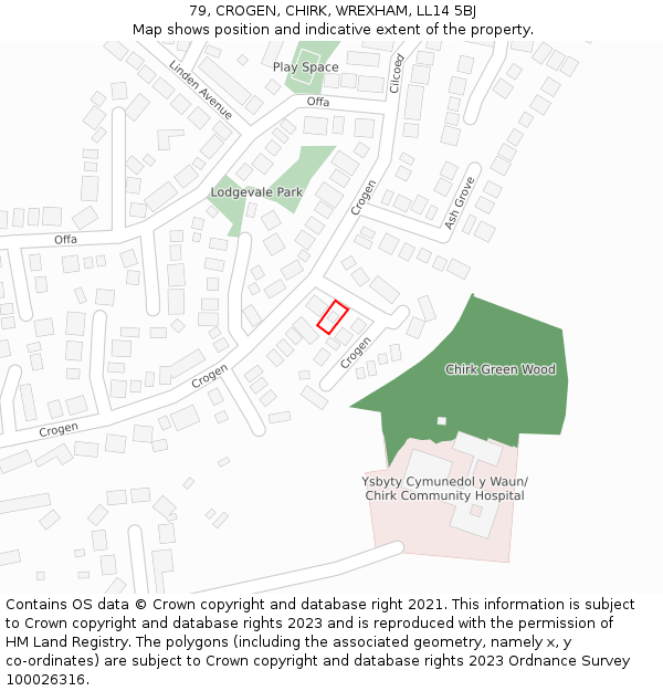 79, CROGEN, CHIRK, WREXHAM, LL14 5BJ: Location map and indicative extent of plot