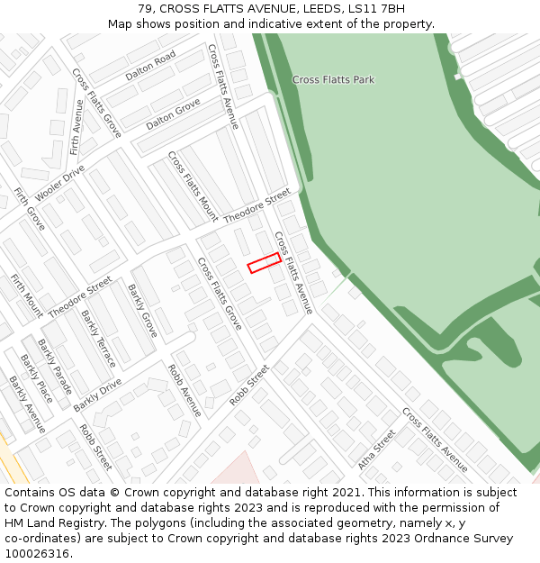 79, CROSS FLATTS AVENUE, LEEDS, LS11 7BH: Location map and indicative extent of plot