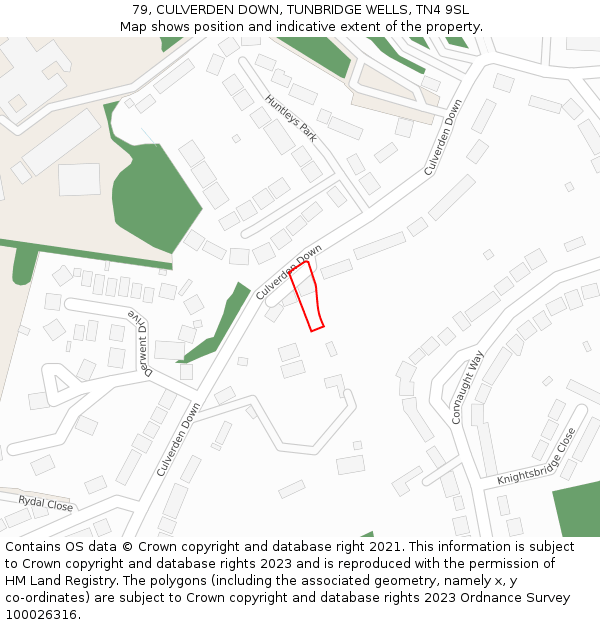 79, CULVERDEN DOWN, TUNBRIDGE WELLS, TN4 9SL: Location map and indicative extent of plot